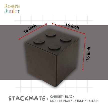 Rostre Junior Stackmate Small Size Drawer - Black, Stackable Wooden Storage for Kids' Rooms